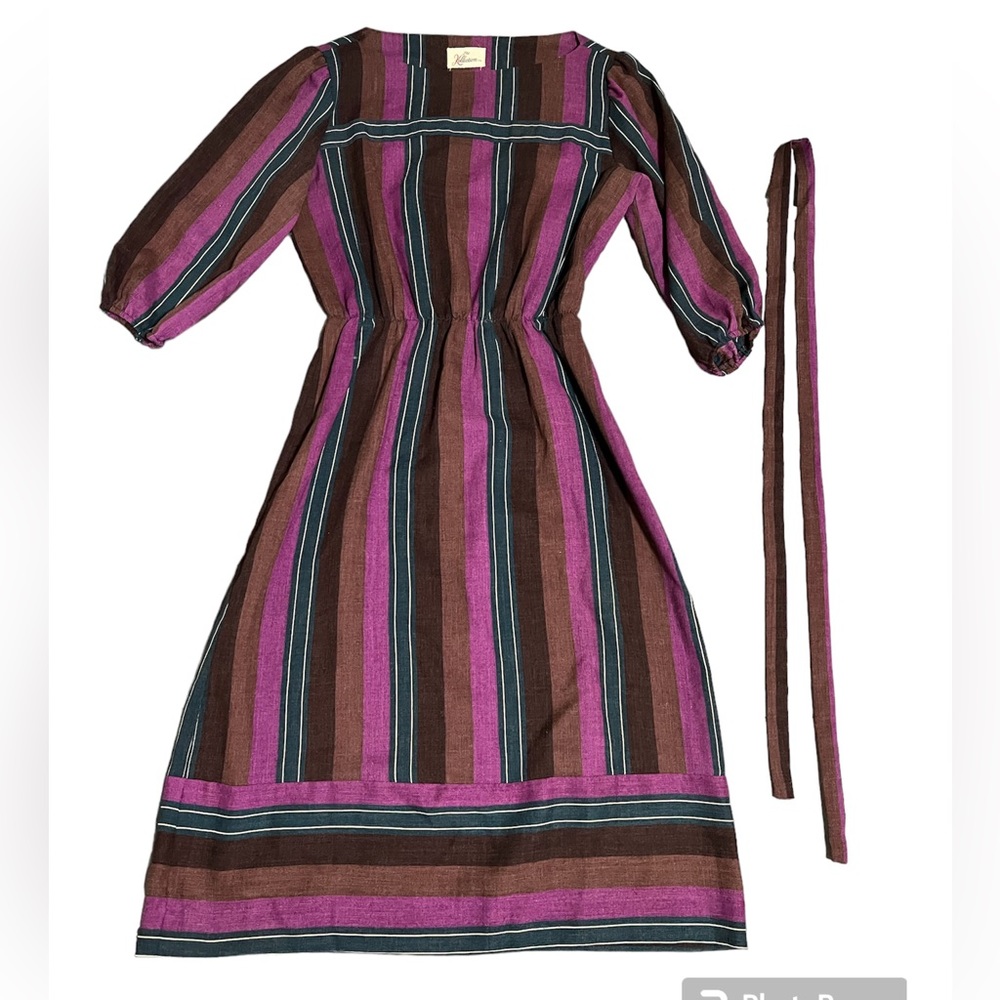 Vintage The Kollection Ltd. Striped 3/4 Sleeve Midi Dress Size S